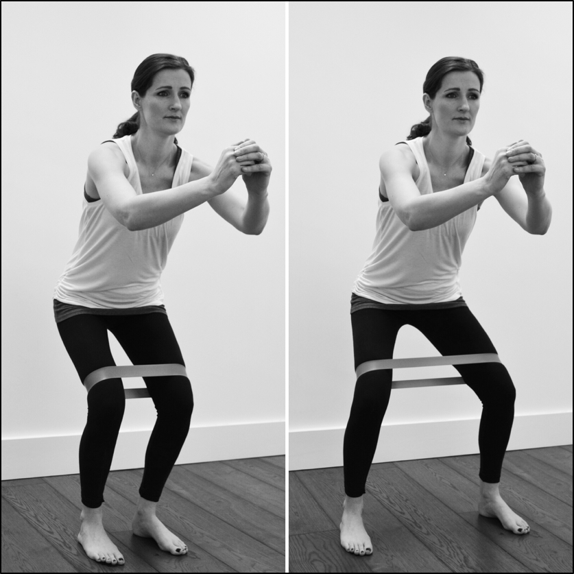 Strength training for the thighs with resistance band