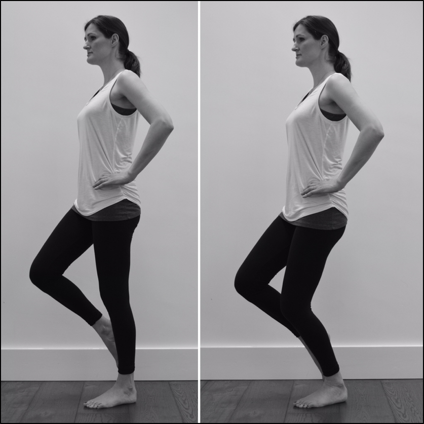 Single leg squat exercise for control of knee movement